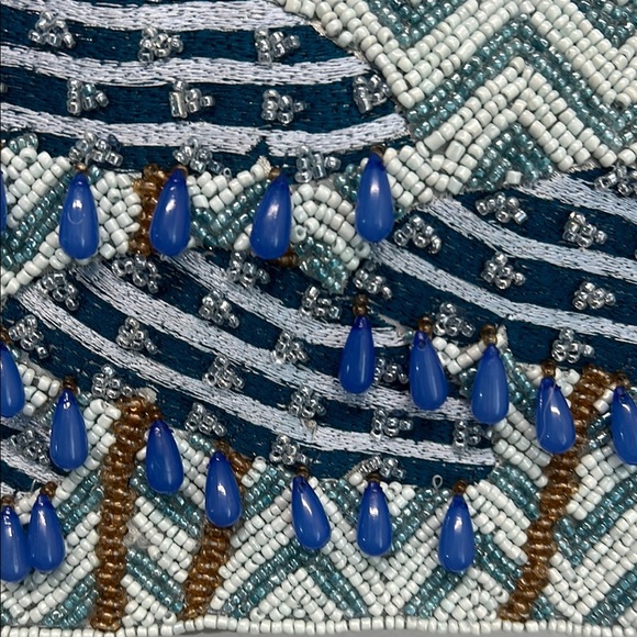 Handcrafted Beaded Elegant Beaded Umbrella ☂️ Blue Clutch Bag 💙✨ - Picture 2 of 10